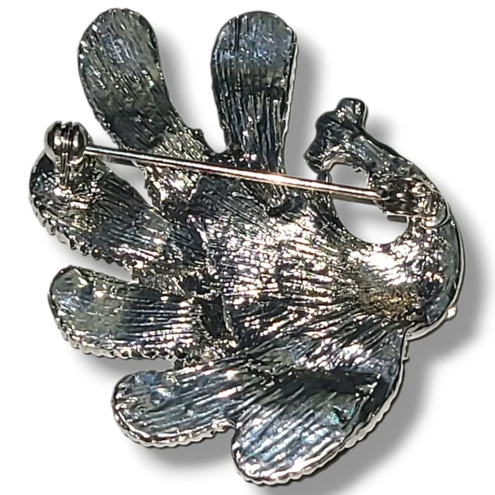 Vintage Rhinestone Peacock Brooch Pin